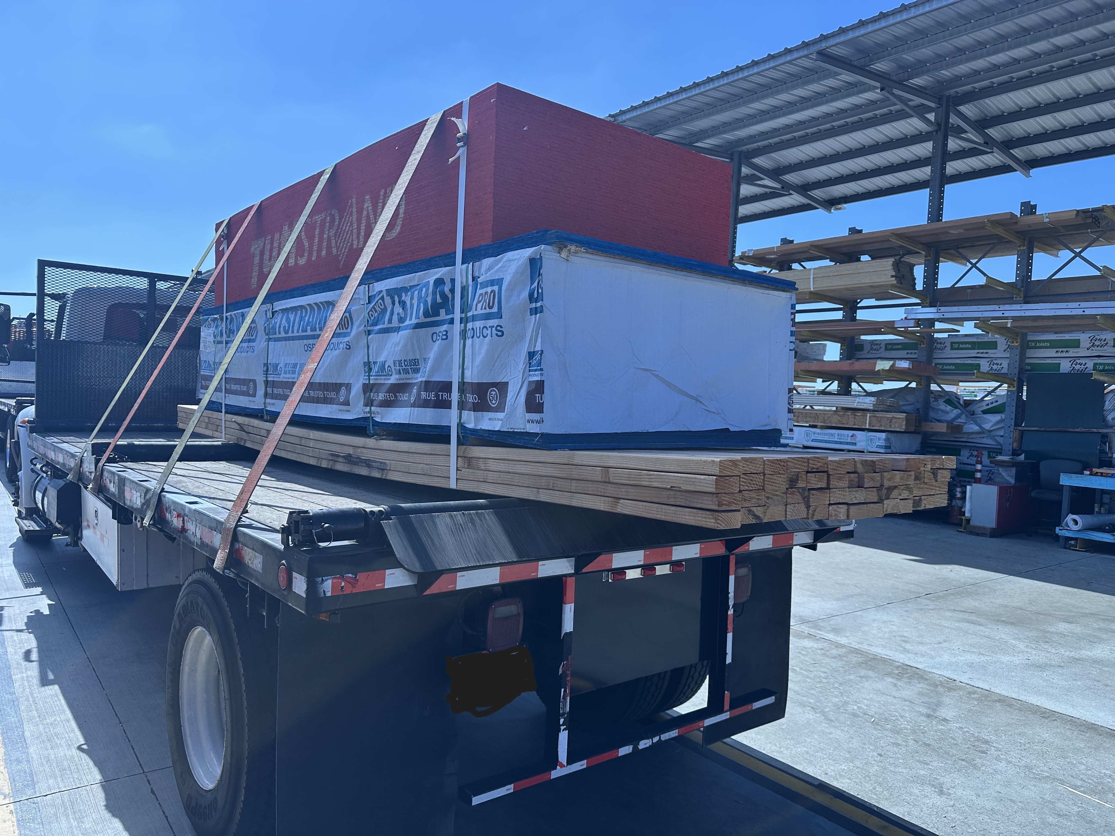 Flatbed truck loaded cargo